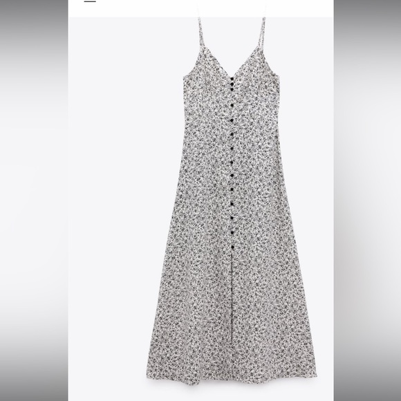 Zara button v-neck midi dress - Picture 3 of 10